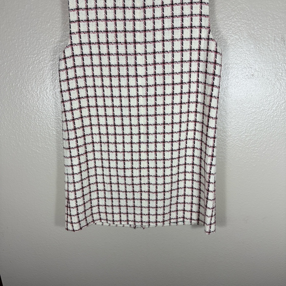 Veronica Beard White Tweed Mini Plaid Laurel Sleeveless Dress - Picture 9 of 10